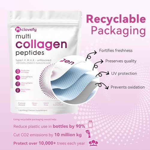 Multi Collagen Peptides Powder, Unflavored, 1lb (41 Servings)
