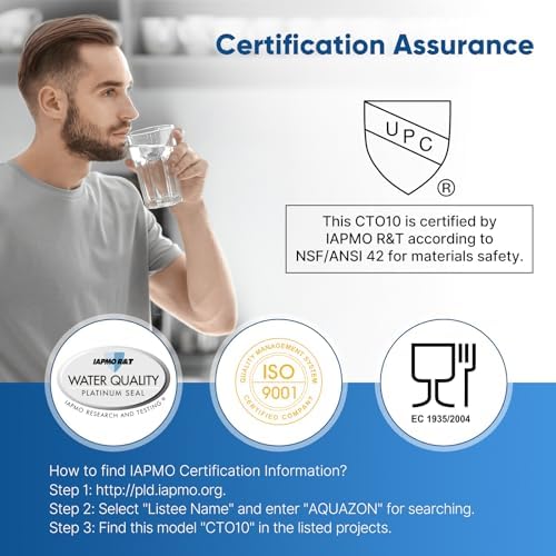 1 Micron 2.5" x 10" Whole House CTO Carbon Water Filter Cartridge Replacement for Under Sink Water Filter System, Dupont WFPFC8002, WFPFC9001, FXWTC, SCWH-5, WHEF-WHWC, WHCF-WHWC, AMZN-SCWH-5, 4Pack