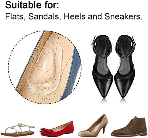 Dr. Foot's Arch Support Shoe Insoles for Flat Feet, Gel Arch Inserts for Plantar Fasciitis, Adhesive Arch Pad for Relieve Pressure and Feet Pain- 3 Pairs (Clear, 3 Count (Pack of 1))