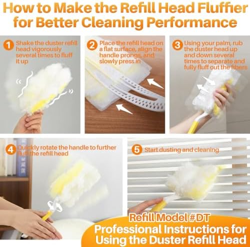 JOYMOOP Disposable Electrostatic Duster for Cleaning, with 2 Handles & 24 Ct Yellow Heavy Duty Refills for Swiffer Feather Duster, Household Cleaning Tool for Electronics, Dusting Furniture, Blinds