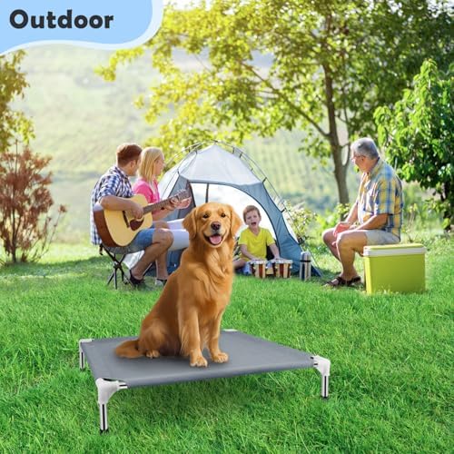 Elevated Dog Bed, Raised Outdoor Dog Bed for Medium Dogs, Portable Pet Cots