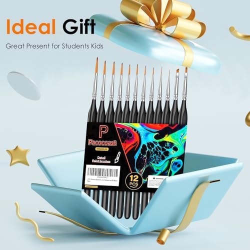 12Pcs Detail Paint Brushes Set for Miniature Fine Art Painting