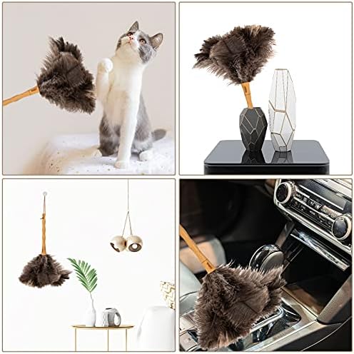 Aldwin 16" Gray Ostrich Feather Duster for Cleaning with Wooden Handle
