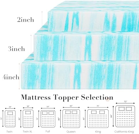 OLIXIS 2 Inch Twin Cooling Gel Infused Memory Foam Mattress Topper, Bed Pad
