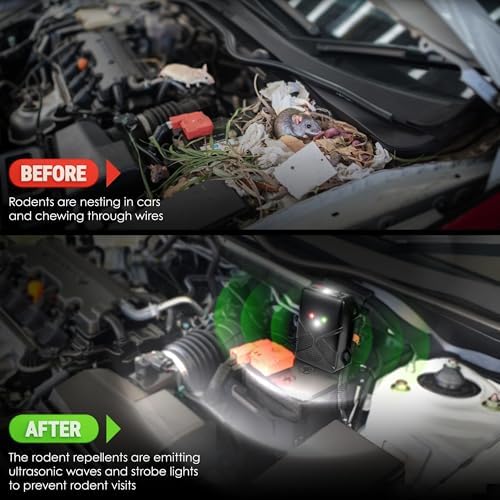 Battery Operated Ultrasonic Under Hood Rodent Repellent for Car Engines