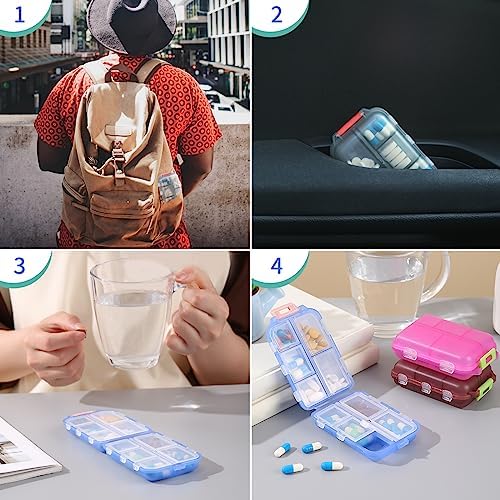 Travel Pill Organizer,10 Compartments Pill Case,Compact & Portable Pill Box