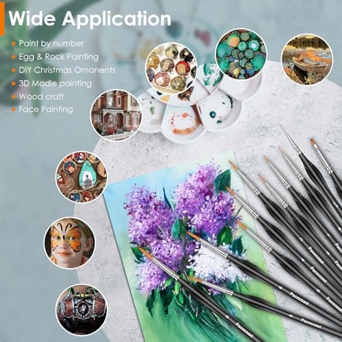 12Pcs Detail Paint Brushes Set for Miniature Fine Art Painting