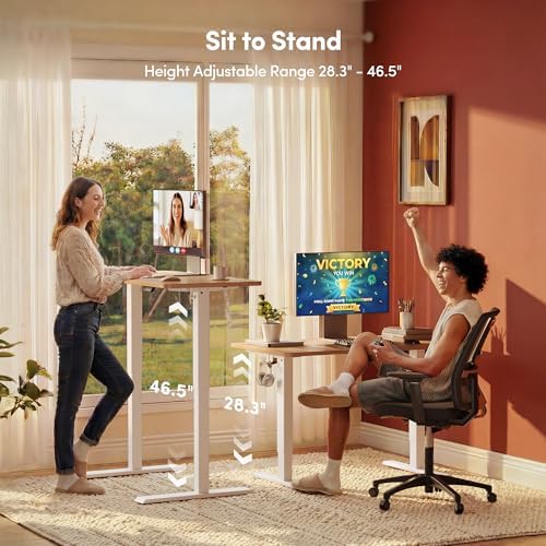 FEZIBO Standing Desk 48 × 24 Inch Electric Height Adjustable, Maple
