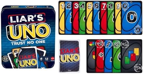 Mattel Games Liar’s UNO Card Game in Storage Tin,Ages 7+, 2-6 Players
