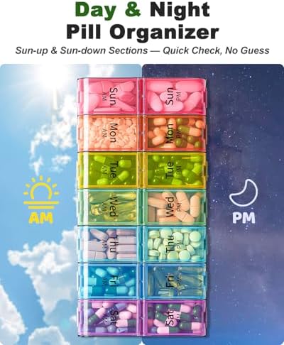 Extra Large Pill Organizer 2 Times a Day，Made for Seniors & High-Dose Users