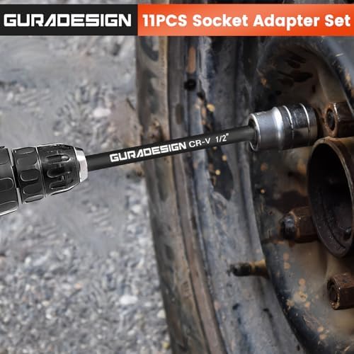 GURADESIGN 11-Piece Impact Socket Adapter Set - 3/6 Inch Hex Shank, Drill & Driver Adapter for 1/4" 3/8" 1/2" Impact Drivers