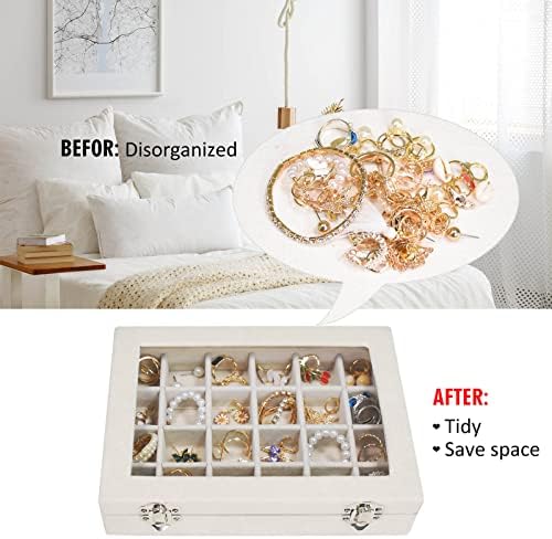 Vicoter Velvet Jewelry Box 24 Grid Jewelry Ring Display Organizer Box Tray