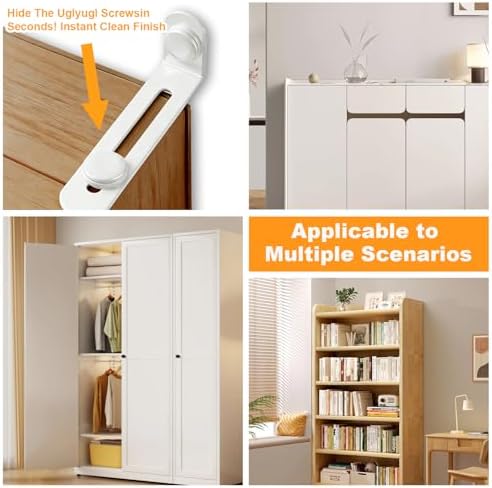 Furniture Anchors for Baby Proofing, 12 Pack, White