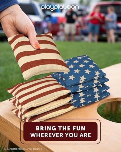 Play Platoon Cornhole Bags Set of 8 Regulation Size & Weight Duck Cloth