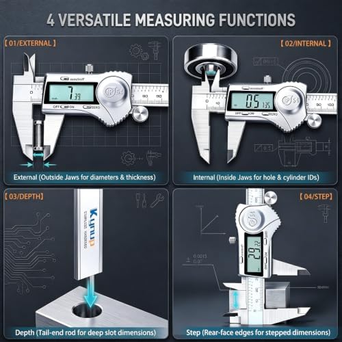 Kynup Digital Caliper, Caliper Measuring Tool, Stainless Steel Micrometer