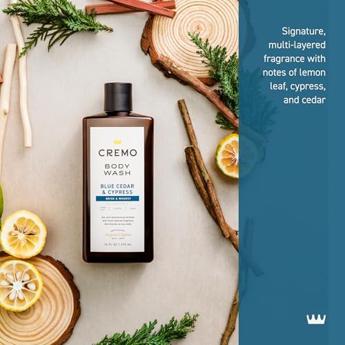 Cremo Body Wash for Men, Blue Cedar & Cypress, 16 Fl Oz