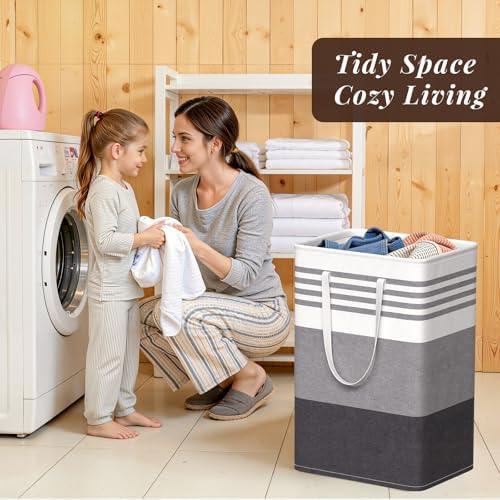 WOWBOX 2 Pack Laundry Baskets, Collapsible Dirty Clothes Laundry Hampers