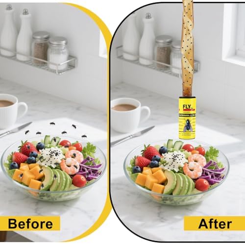 30 Rolls Fly Strips Traps for Home, Sticky Strips, Fly Paper Tape Catcher Ribbon for Gnat Fungus Fruit Flies
