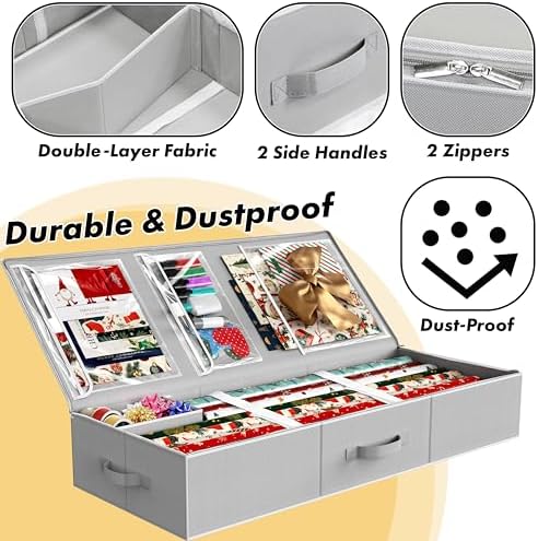 Simple Houseware 41.5" Wrapping Paper Organizer, Fits 40 Rolls, Gray