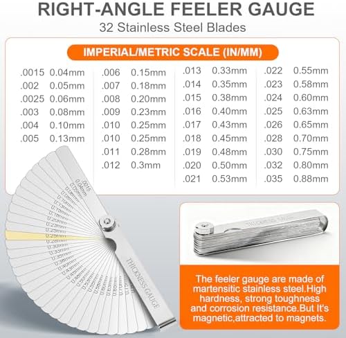 2Pcs Feeler Gauge Set,Premium Straight & Angled Feeler Gauges Kit