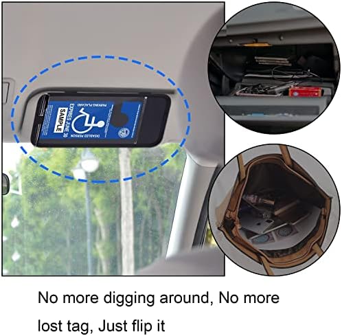 Handicap Placard Holder for Auto, Car Sun Visor Disabled Parking Tag, Black