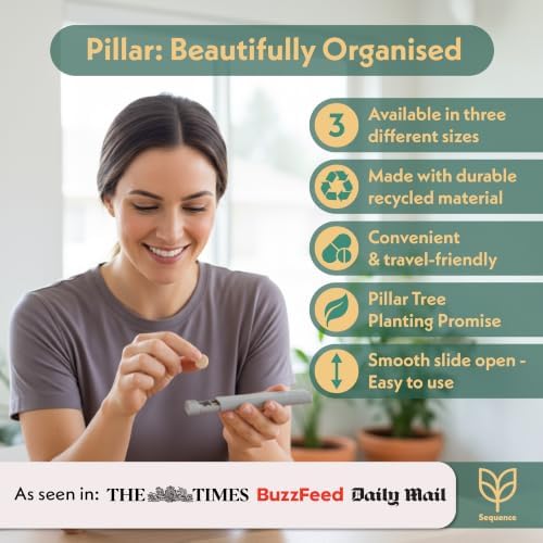 Pillar 7-Day Pill Case - Aesthetic Travel Pill Organizer - Weekly Pill Box