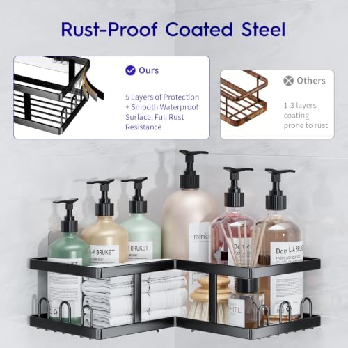 Youvip Shower Caddy Corner No Drilling-Adhesive, Shower Shelves-Rustproof
