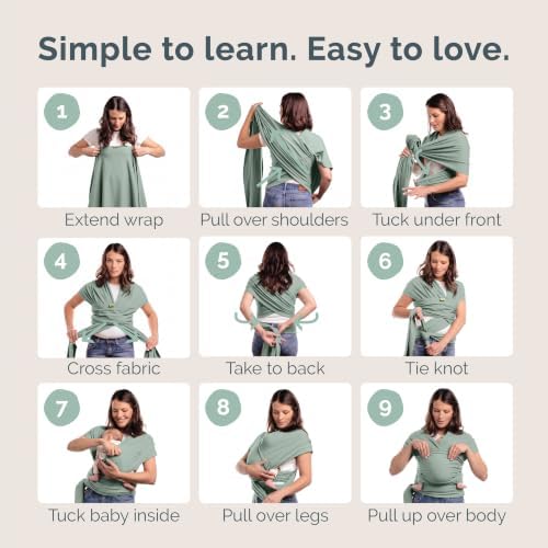Boba Baby Wrap Carrier - Stretch Cotton Newborn Sling, Sage Green