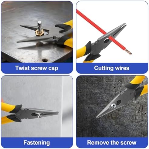 8-Inch Premium Needle Nose Pliers, Wiojided HCS Precision Long Nose Pliers