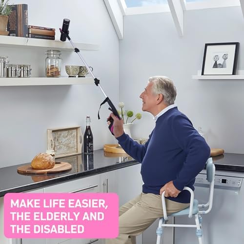 Grabber Reacher Tool for Seniors, 36" Foldable Reacher Grabbers Pickup Stick with Anti-Slip 360° Rotating Jaw, with Magnet for Disabled, After Surgery Recovery (Pink, 36Inch 1 Pack)
