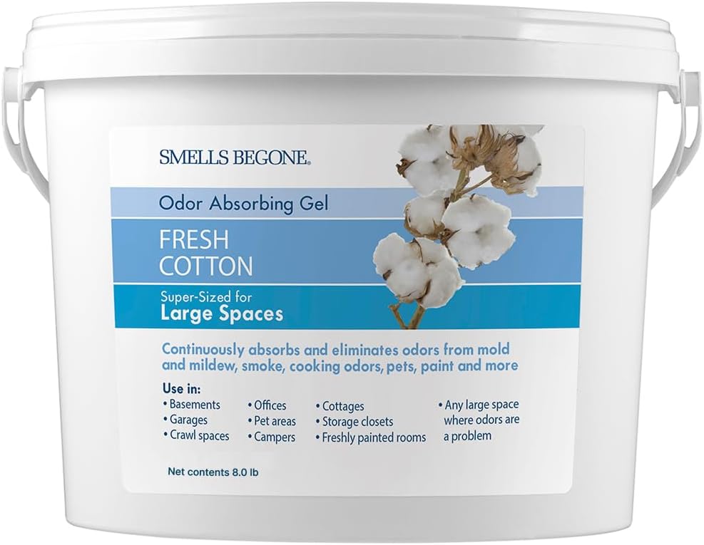SMELLS BEGONE 1-Gallon Gel Odor Eliminator – High-Capacity, Long-Lasting Absorber for Large Basements, Garages, Workshops & Commercial Areas – Remove Tough Odor with Essential Oils (Energizing Citrus)