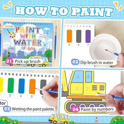 SOCOLER Paint with Water Coloring Books for Kids & Toddlers Boy-Traffic