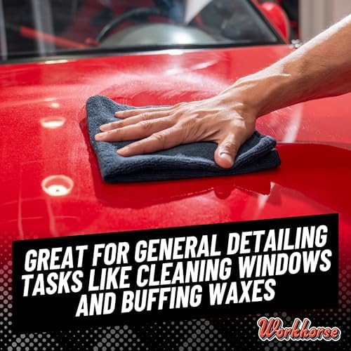 Chemical Guys, Workhorse Plush Microfiber Towels, 16 x 16 in, Black, 3 Pack
