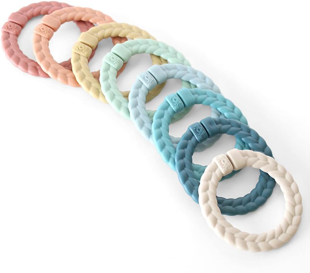 Itzy Ritzy Linking Ring Set, Teething Rings for Babies, Set of 8 (Rainbow)