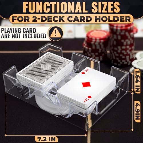 Playing Cards Holder Rotating 360, Compact Plastic Tray for 2 Decks