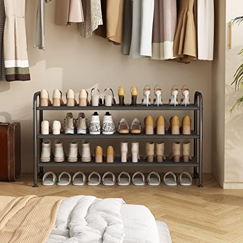 INGIORDAR 3 Tier Long Shoe Rack Organizer for Closet Metal Shoe Storage