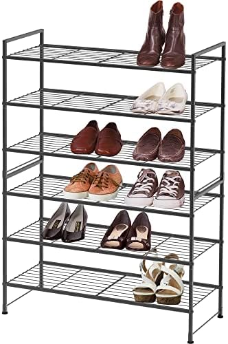 Simple Houseware 3-Tier Stackable Wired Grid Shoe Rack, Black