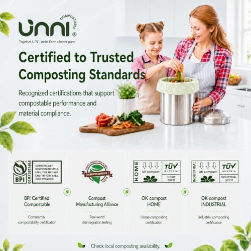 UNNI 2.6 Gallon Compostable Bags, 100 Count, 10 Liter, Extra Thick 0.71 Mil