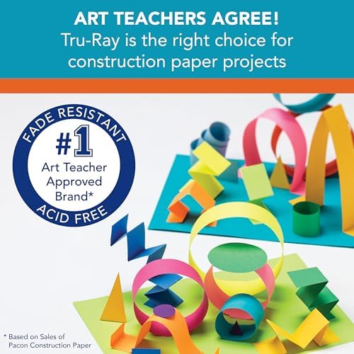 Tru-Ray Construction Paper, 10 Vibrant Colors, 9" x 12", 50 Sheets