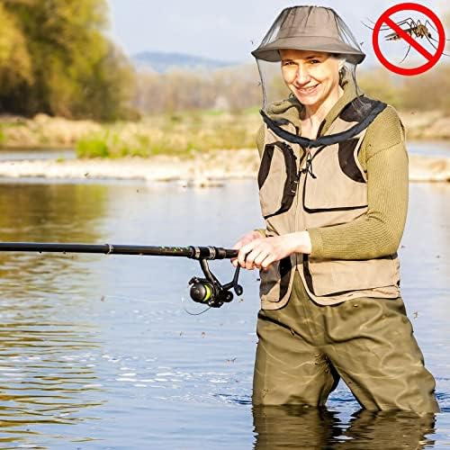 2 Pack Mosquito Head Net Mesh for Hiking & Outdoors,Bug Face Netting over Hat Adults Gnat Fly Insect Midge Protection