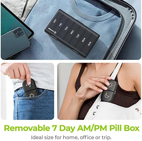 AUVON Weekly Pill Organizer 2 Times a Day, One-Side Large Opening, Easy‑Use