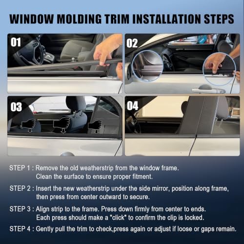 ItranMc Window Weatherstrip Trim for 2016-2021 Honda Civic 4-Door Sedan