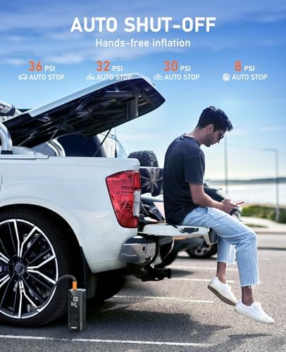 JUSUOX Tire Inflator Portable Air Compressor, Dual Power Air Pump