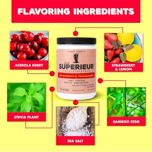 Superieur Sea Mineral Electrolyte Powder, Strawberry Lemon, 70 Servings