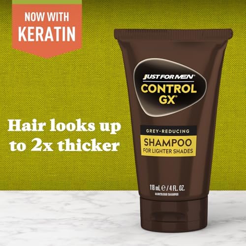 SHAMPOO JUST FOR MEN Control GX Gray Reducing, Light, 4 Fl Oz (3 Pack)