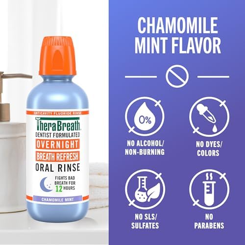 TheraBreath Overnight Mouthwash, Chamomile Mint Flavor, 16 fl oz, 2-Pack