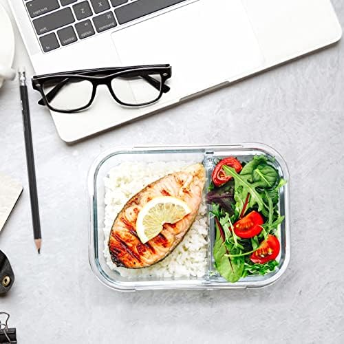 M MCIRCO 5 Pack,36 oz, 2 Compartments Glass Meal Prep Containers with Lids