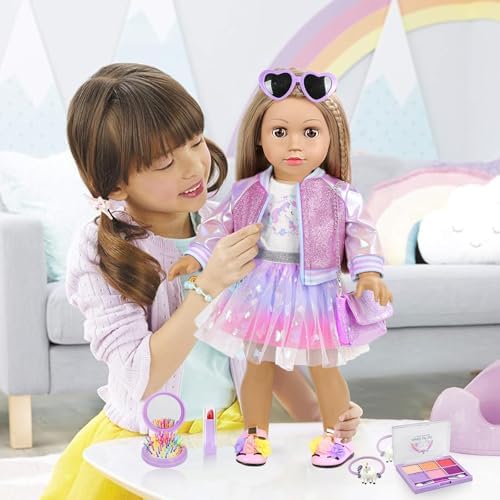 ZQDOLL American 18 Inch Doll Makeup Accessories and Clothes Set (No Dolls)