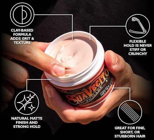 Suavecito Pomade Firme Clay for Men - Strong Hold, Low Shine Matte Finish - Professional Hair Styling Clay for Added Volume and Definition - 4 oz