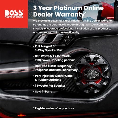 BOSS Audio Systems CH6530 6.5 Inch Car Speakers, 300 Watts Per Pair, 3 Way